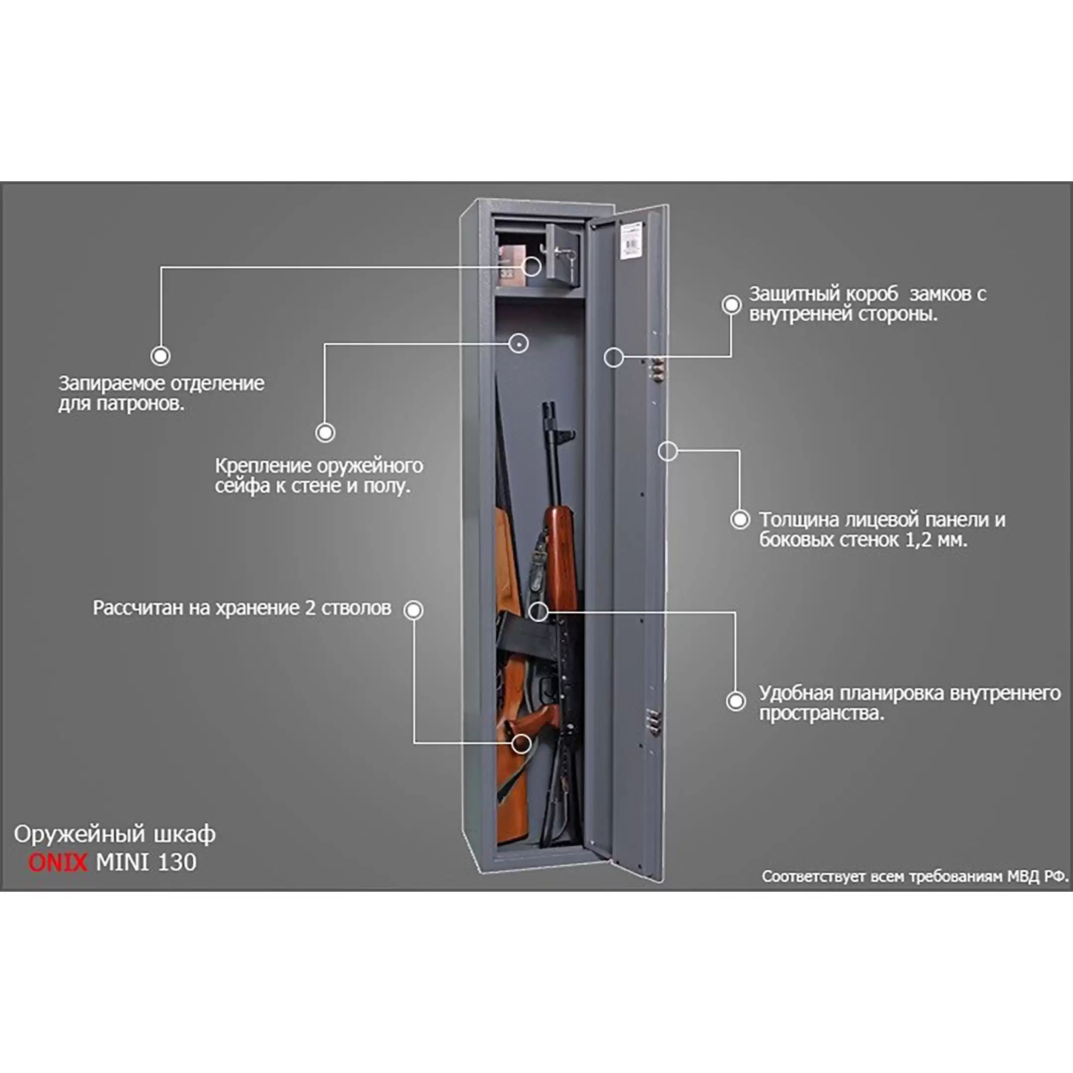 шкаф оружейный onix mini 130